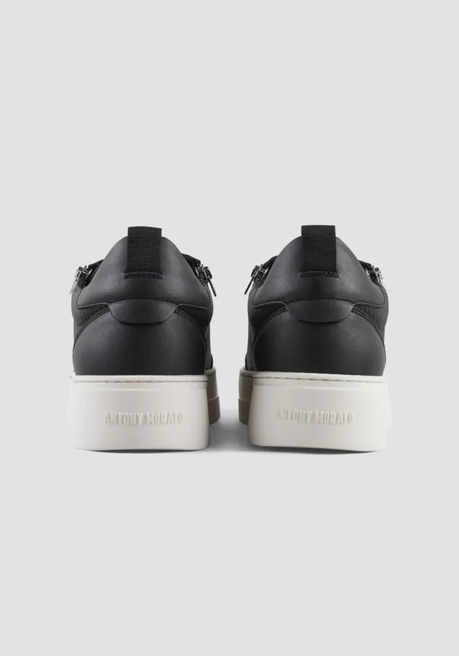 Sneakers Men Antony Morato Leather Zippered Sneaker Black
