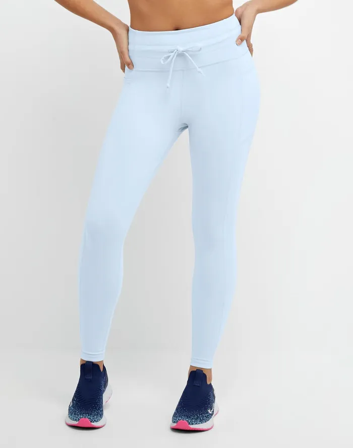 Soft Touch Drawcord Leggings Anti Odor C Logo 25034 Ciel Blue Women Champion Leggings