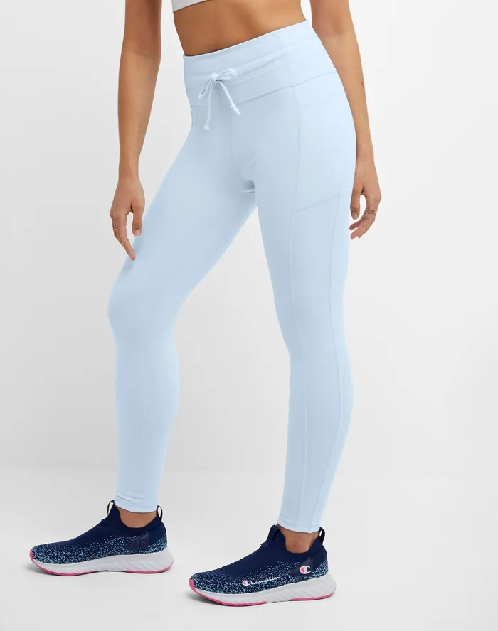 Soft Touch Drawcord Leggings Anti Odor C Logo 25034 Ciel Blue Women Champion Leggings