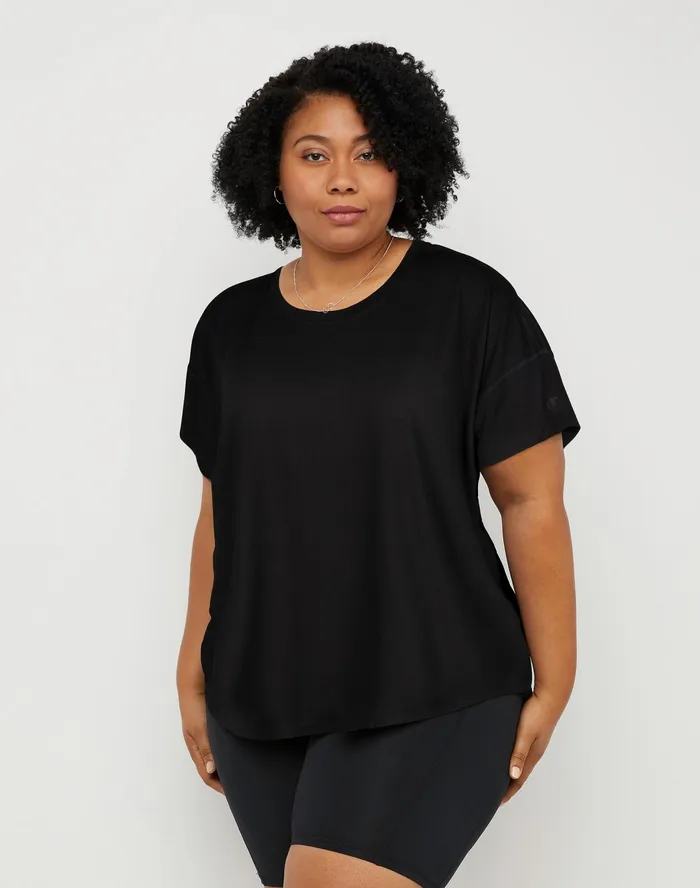 Soft Touch Essential TShirt C Logo Plus Size Black Women Champion TShirts and Tops