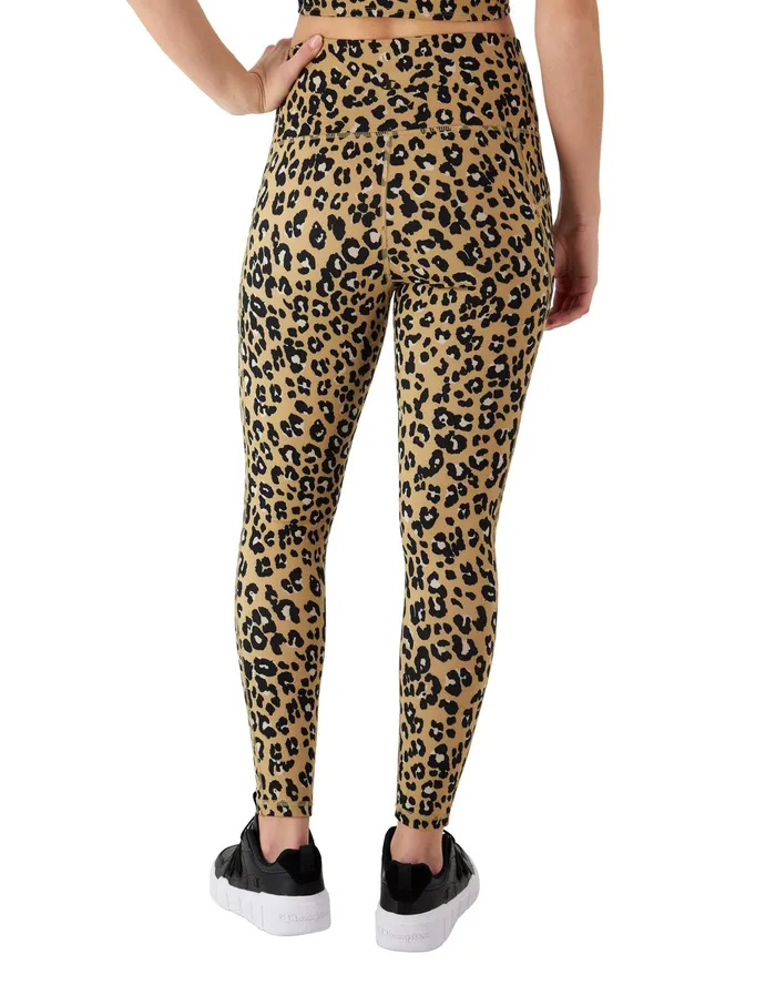 Soft Touch Leggings Pockets Leopard Print 25034 Leopard Rosettes Tantalizing Tan Women Champion Leggings