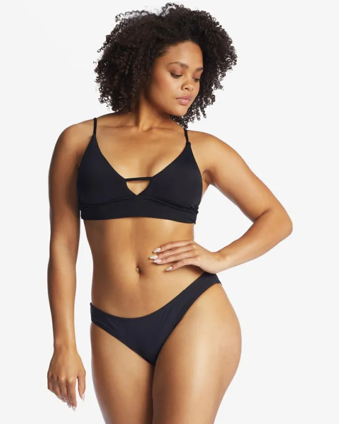 Sol Searcher VNeck Cami Bikini Top Black Pebble Women Billabong Solid Swimwear