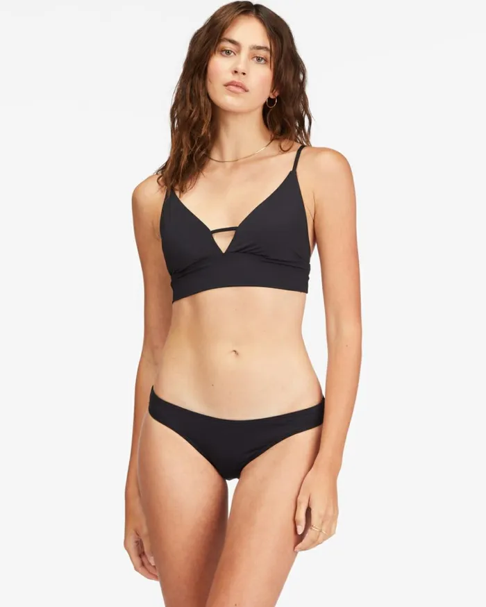 Sol Searcher VNeck Cami Bikini Top Black Pebble Women Billabong Solid Swimwear