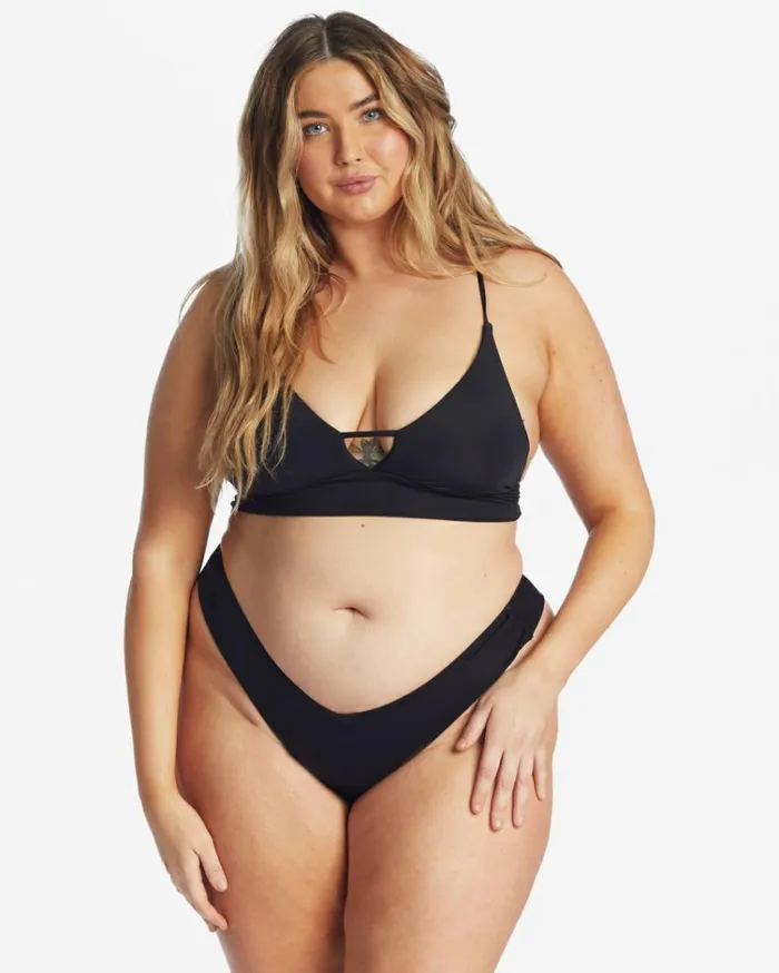 Sol Searcher VNeck Cami Bikini Top Black Pebble Women Billabong Solid Swimwear