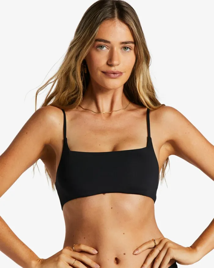 Sol Searcher Zoe Crop Bikini Top Black Pebble Women Billabong Bikinis