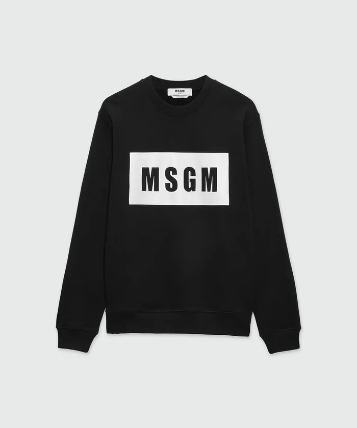 Solid Colour Cotton Sweatshirt With A Box Logo Men MSGM Hoodies And Sweatshirts