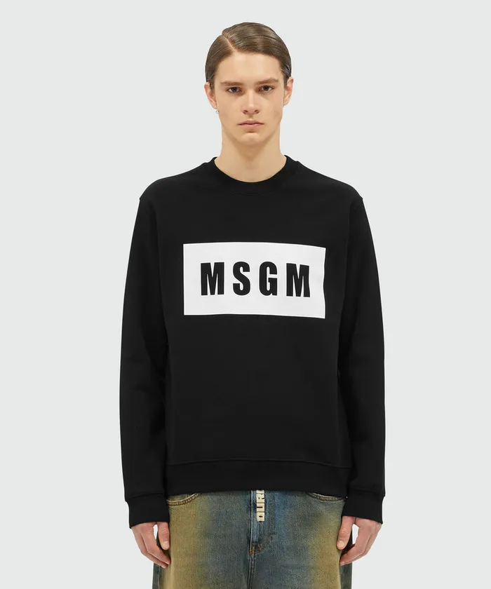Solid Colour Cotton Sweatshirt With A Box Logo Men MSGM Hoodies And Sweatshirts