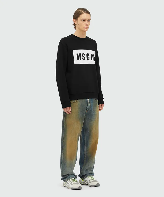 Solid Colour Cotton Sweatshirt With A Box Logo Men MSGM Hoodies And Sweatshirts