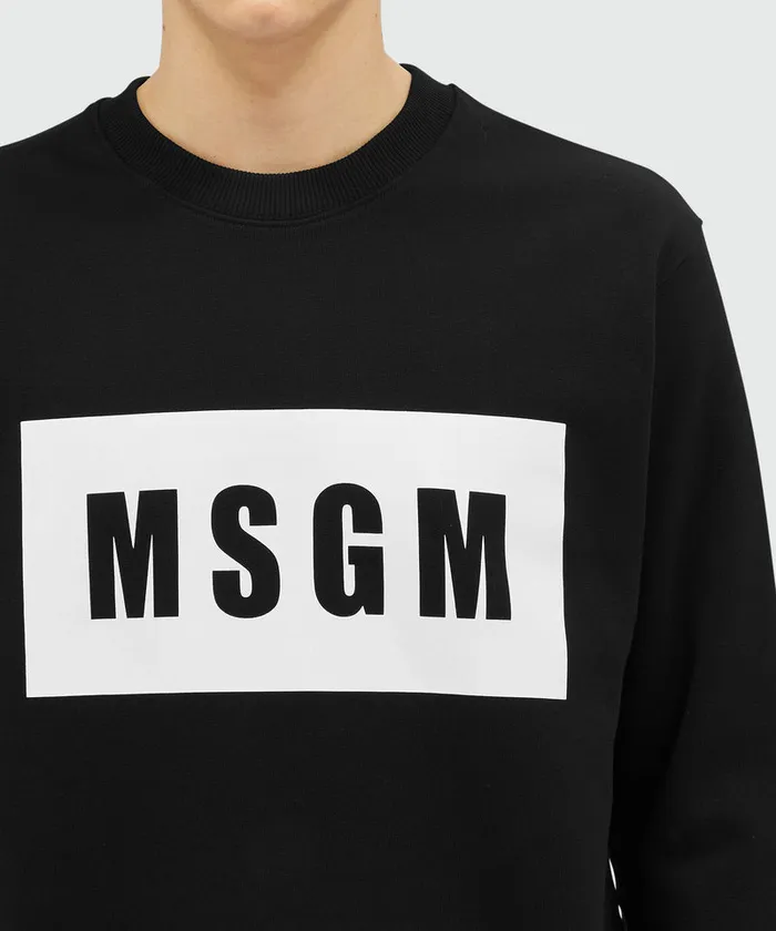 Solid Colour Cotton Sweatshirt With A Box Logo Men MSGM Hoodies And Sweatshirts