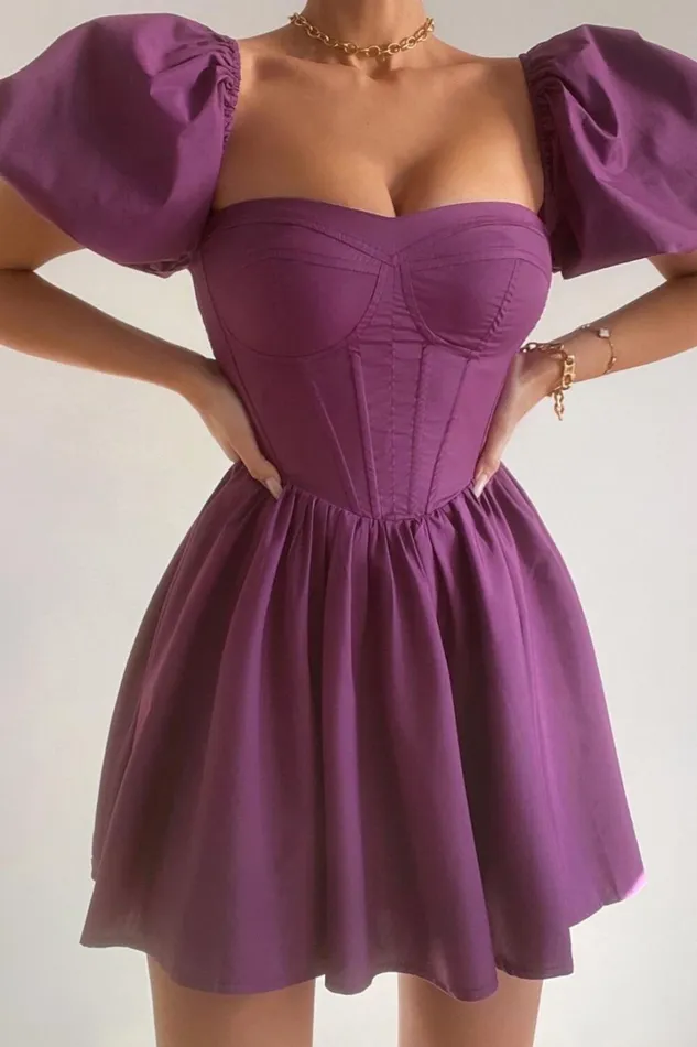 Souza Mini Dress 8211 Fit And Flare Puff Sleeve Corset Dress In Dark Amethyst Women Showpo Dresses Souza Mini Dress 8211 Fit And Flare Puff Sleeve Corset Dress In Dark Amethyst Women Showpo Dresses