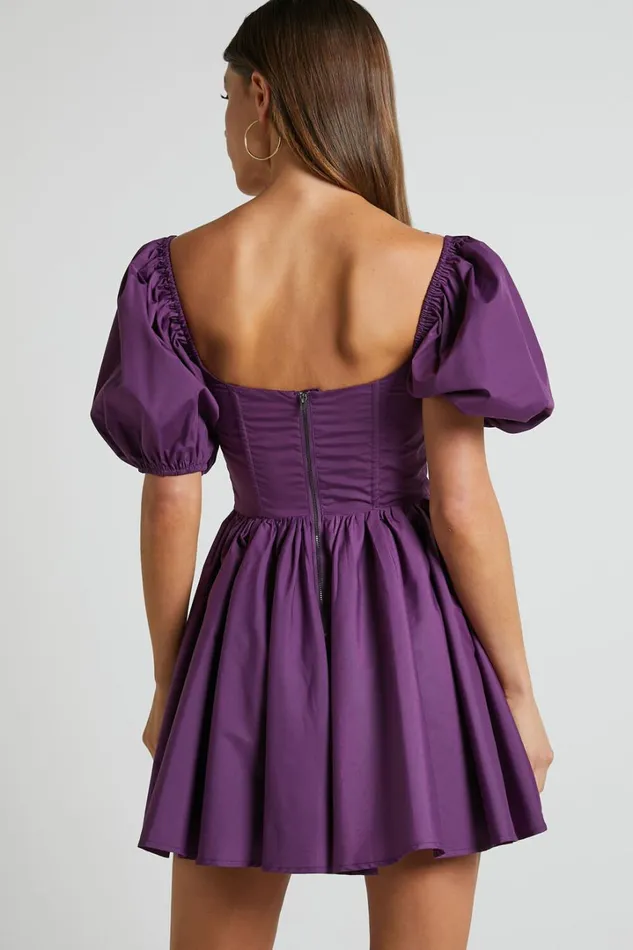 Souza Mini Dress 8211 Fit And Flare Puff Sleeve Corset Dress In Dark Amethyst Women Showpo Dresses Souza Mini Dress 8211 Fit And Flare Puff Sleeve Corset Dress In Dark Amethyst Women Showpo Dresses