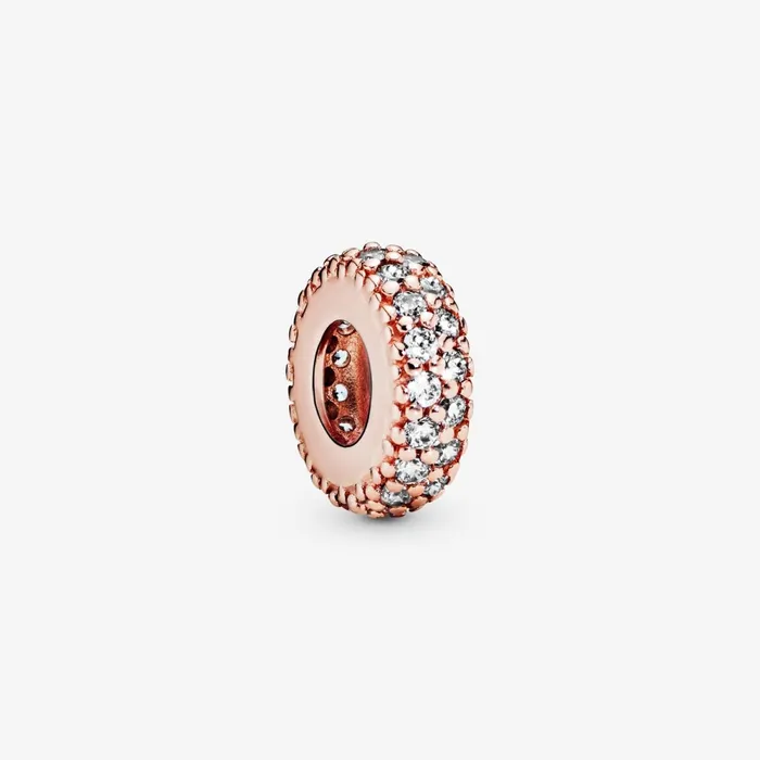 Spacer Charms Women Pandora Clear Sparkle Spacer Charm Rose Gold Plated