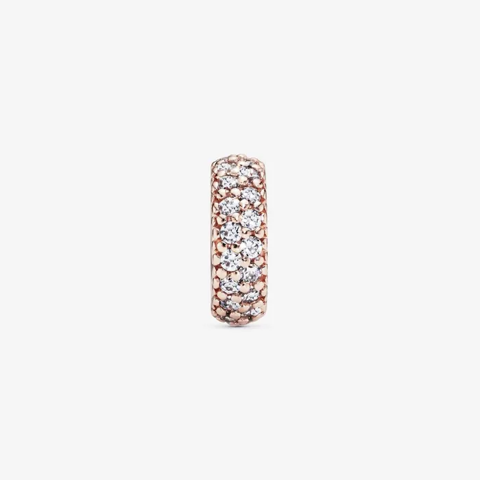 Spacer Charms Women Pandora Clear Sparkle Spacer Charm Rose Gold Plated