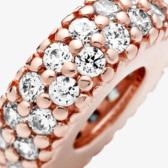 Spacer Charms Women Pandora Clear Sparkle Spacer Charm Rose Gold Plated