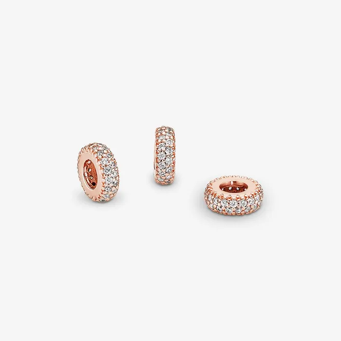 Spacer Charms Women Pandora Clear Sparkle Spacer Charm Rose Gold Plated