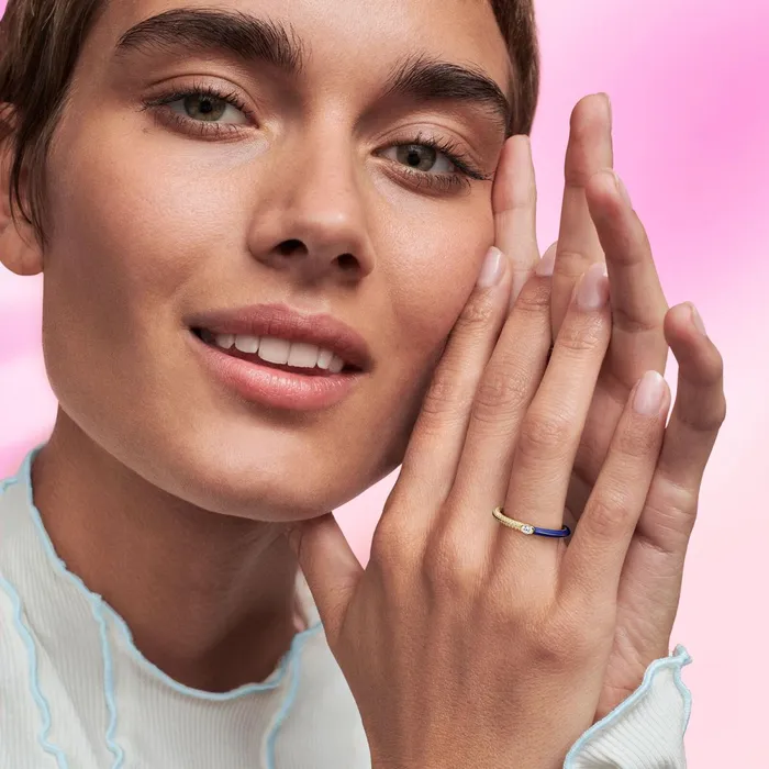 Stackable Rings Women Pandora Online ME Pav and Blue Dual Ring
