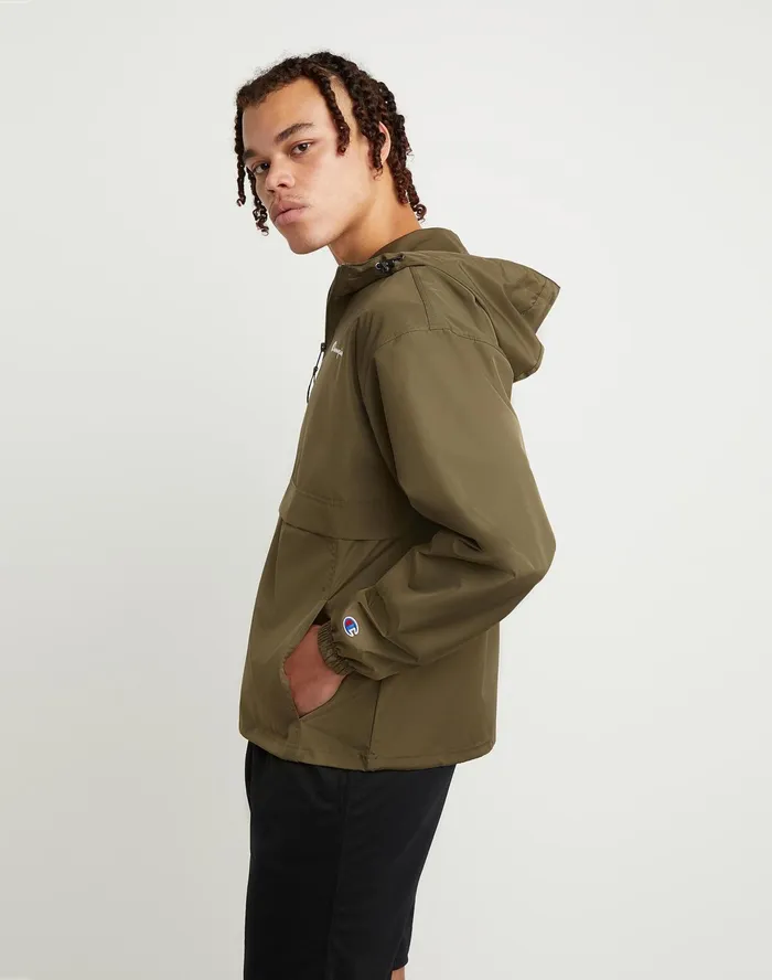 Stadium Packable Jacket Script Logo Cargo Olive MenWomen Champion Jackets