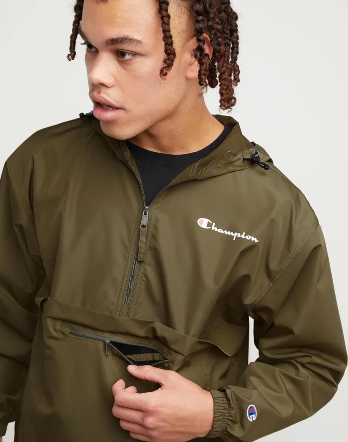 Stadium Packable Jacket Script Logo Cargo Olive MenWomen Champion Jackets