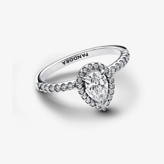 Statement Rings Women Pandora Sparkling Pear Halo Ring Sterling Silver