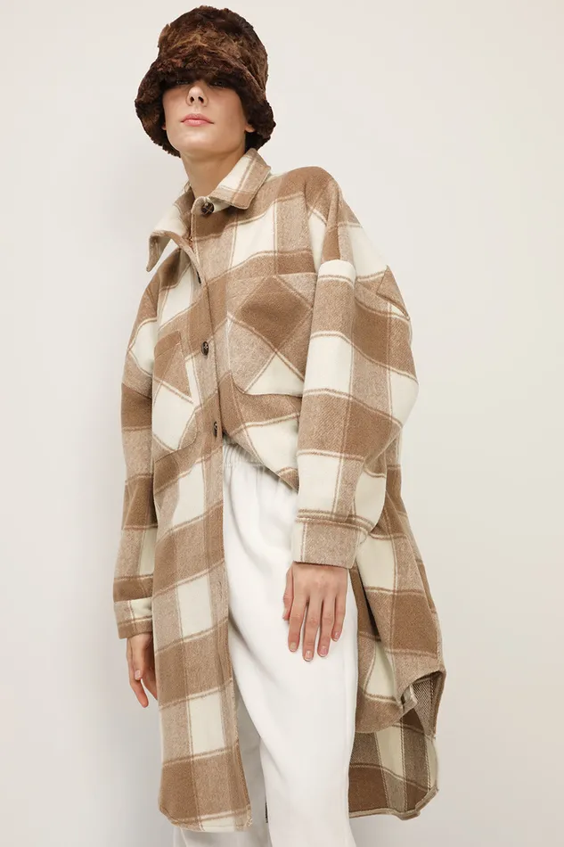 Storets Ada Oversized Plaid Shirt Jacket Women Jackets and Coats