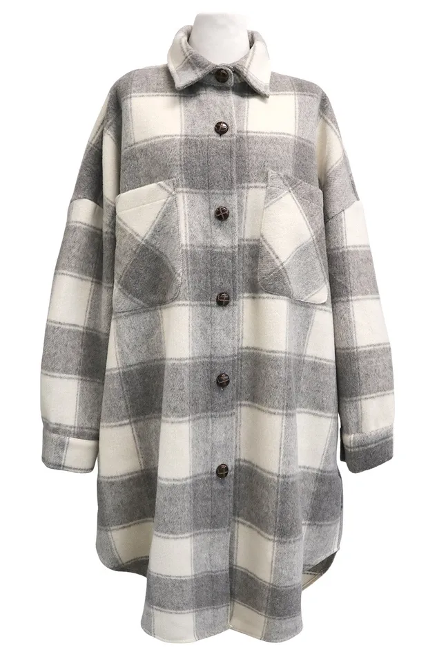 Storets Ada Oversized Plaid Shirt Jacket Women Jackets and Coats