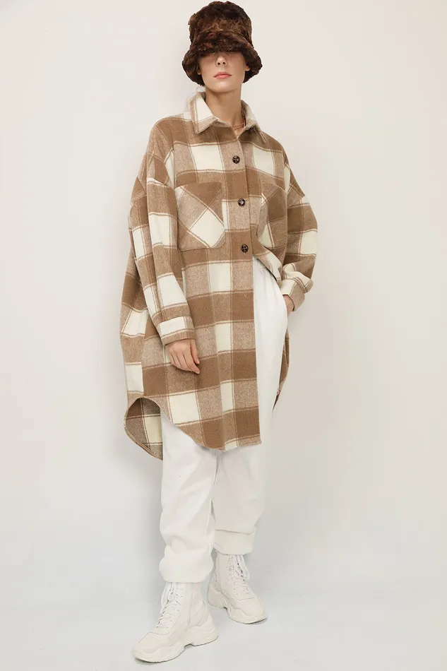 Storets Ada Oversized Plaid Shirt Jacket Women Jackets and Coats