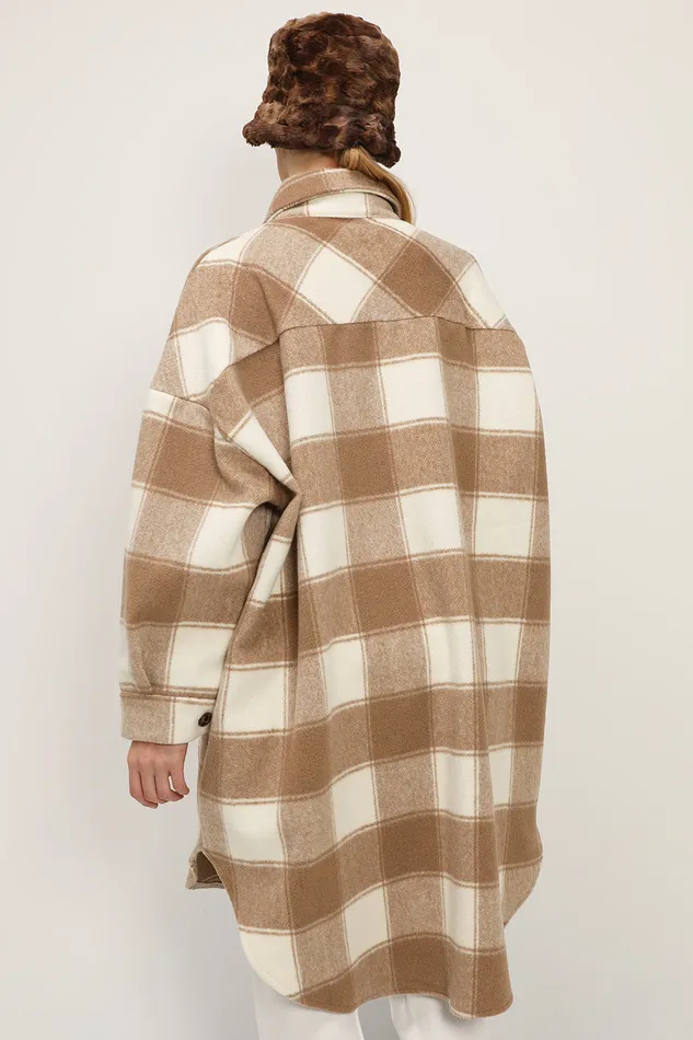 Storets Ada Oversized Plaid Shirt Jacket Women Jackets and Coats