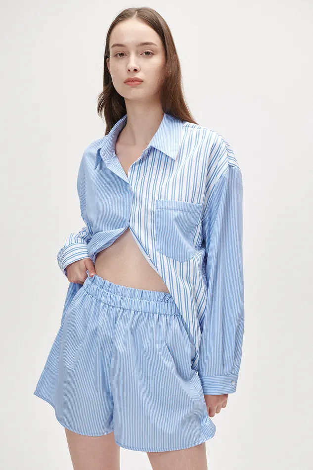 Storets Alex Striped Shirt And Short Set Women Shirts and Blouses