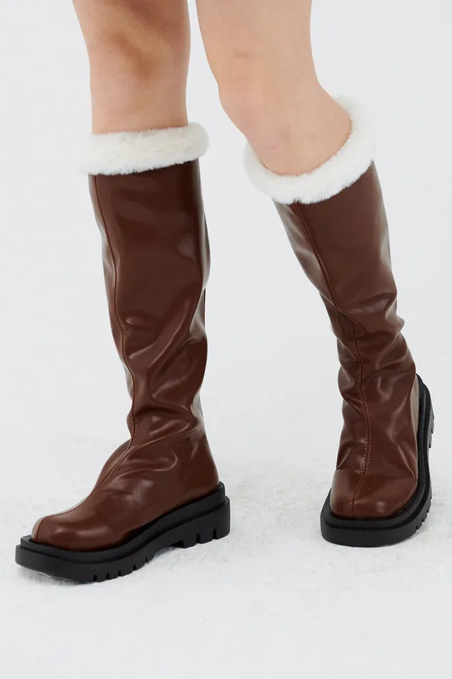 Storets Andrea Faux Fur Trim High Boots Women Shoes
