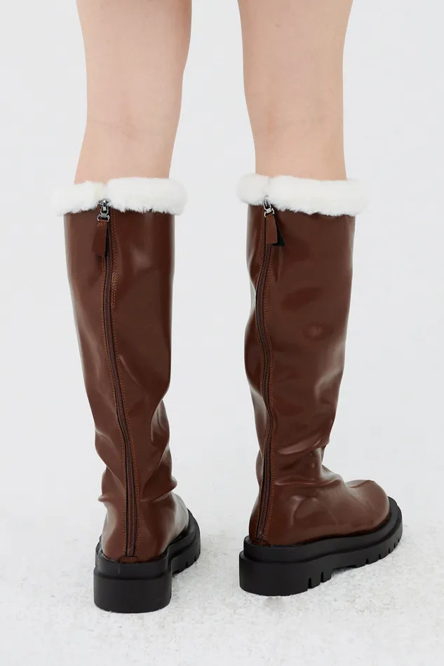 Storets Andrea Faux Fur Trim High Boots Women Shoes