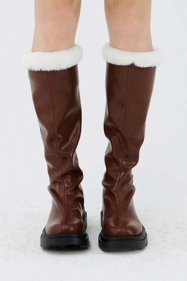 Storets Andrea Faux Fur Trim High Boots Women Shoes