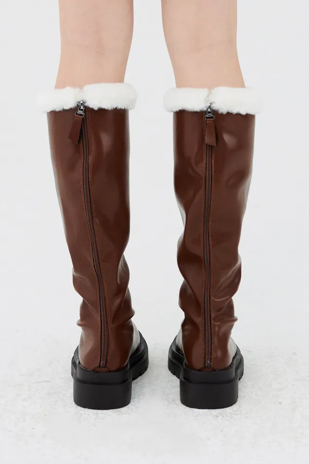 Storets Andrea Faux Fur Trim High Boots Women Shoes