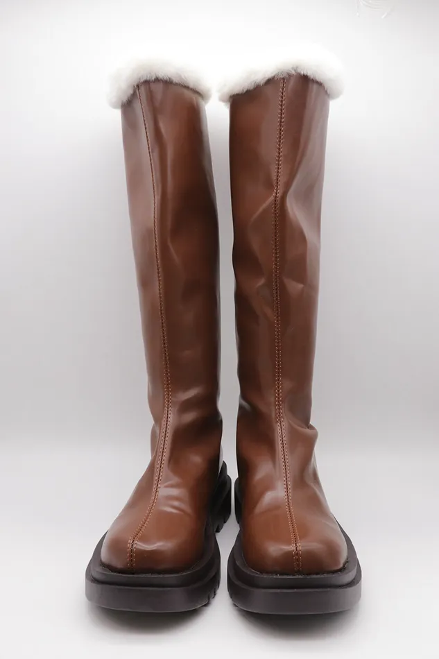 Storets Andrea Faux Fur Trim High Boots Women Shoes