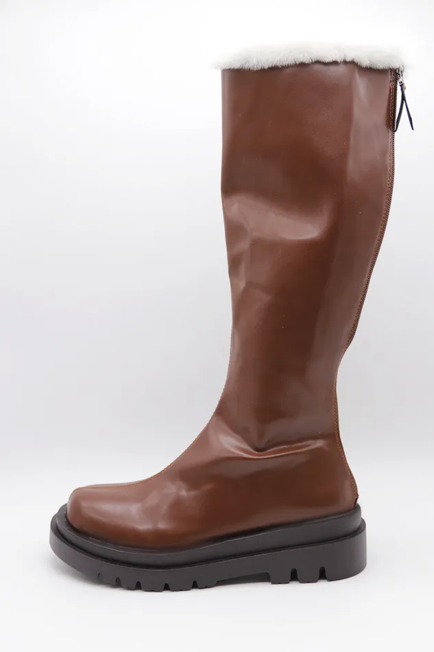 Storets Andrea Faux Fur Trim High Boots Women Shoes