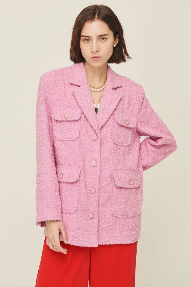 Storets Anna Pocket Tweed Coat Women Jackets and Coats