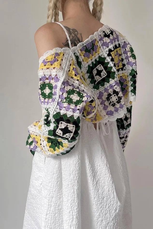 Storets Ava GrannySquare Cardi Women Sweaters and Knitwears