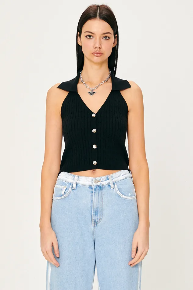 Storets Avery Knitted Halter Neck Top Women Sweaters and Knitwears