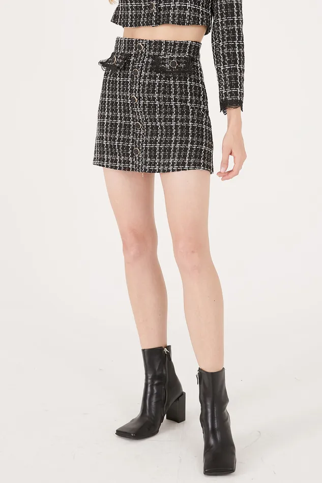 Storets Ayla Tweed Skort WLace Inset Women Skorts
