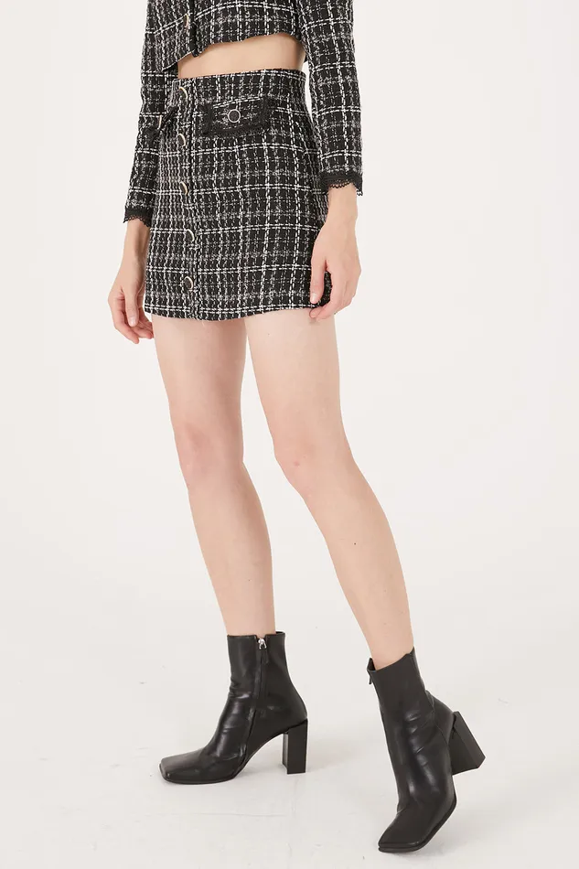 Storets Ayla Tweed Skort WLace Inset Women Skorts