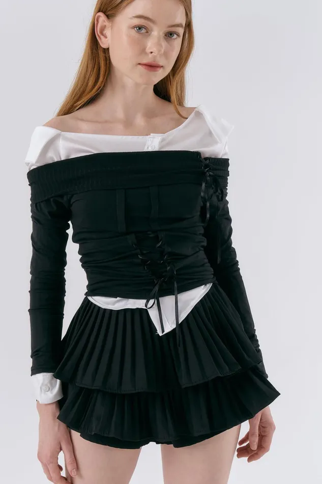 Storets Clara Pleated Ruffle Skort Women Skirts