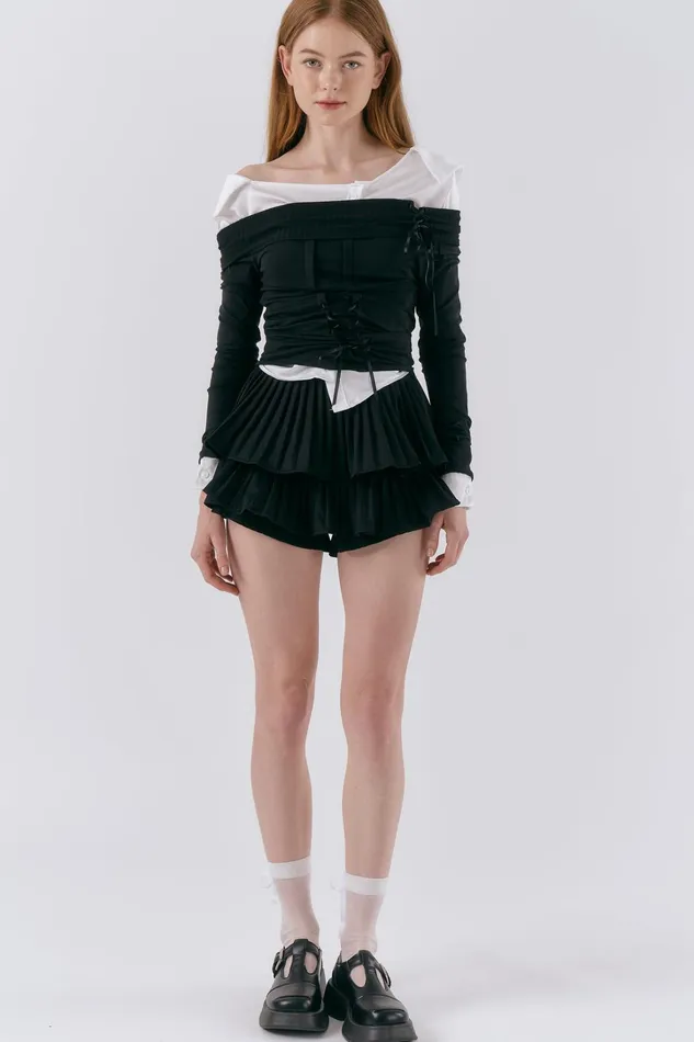 Storets Clara Pleated Ruffle Skort Women Skirts