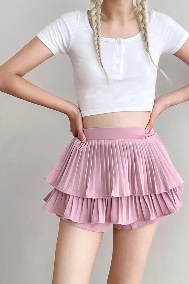 Storets Clara Pleated Ruffle Skort Women Skirts