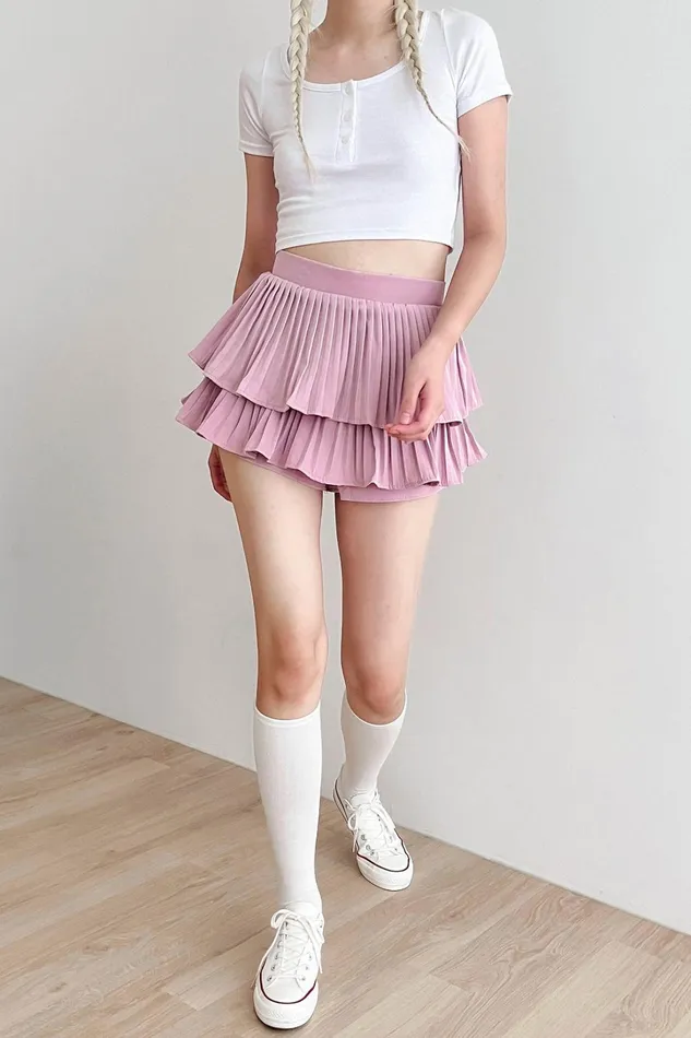 Storets Clara Pleated Ruffle Skort Women Skirts
