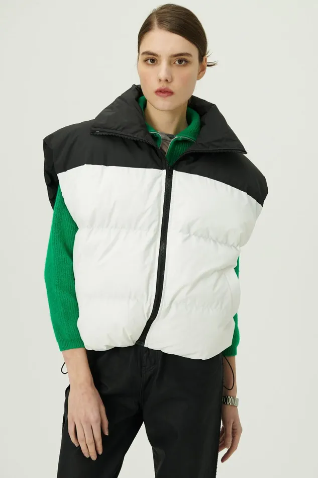 Storets Claudia Color Block Puffer Vest Women Jackets and Coats