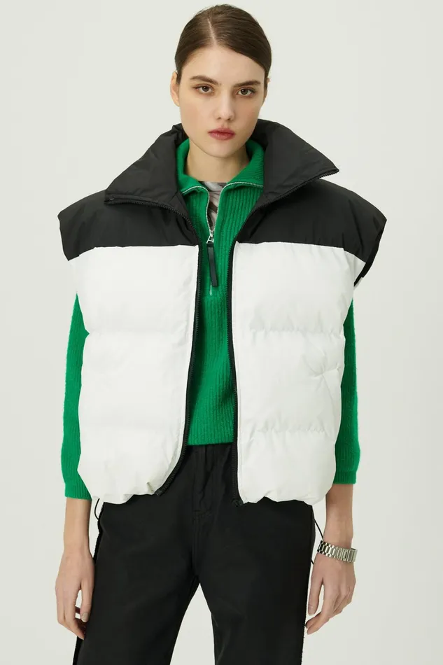Storets Claudia Color Block Puffer Vest Women Jackets and Coats
