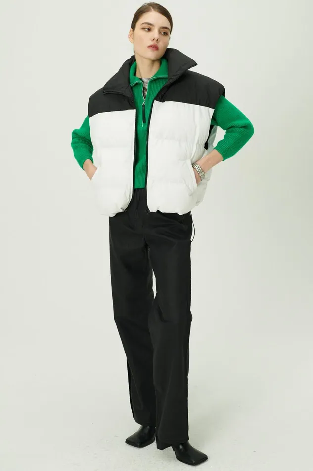 Storets Claudia Color Block Puffer Vest Women Jackets and Coats