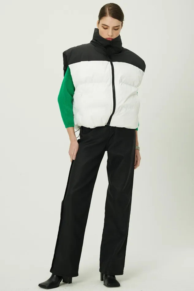 Storets Claudia Color Block Puffer Vest Women Jackets and Coats