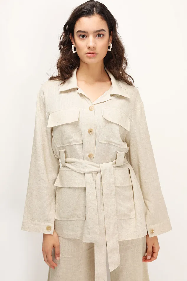 Storets Dani Linen Safari Jacket Women Jackets and Coats