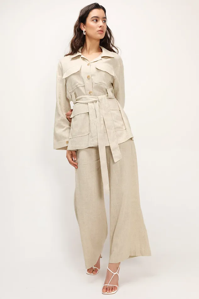 Storets Dani Linen Safari Jacket Women Jackets and Coats