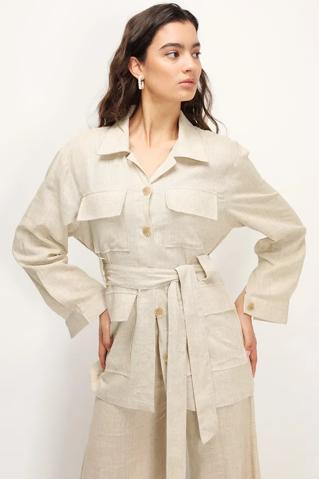 Storets Dani Linen Safari Jacket Women Jackets and Coats